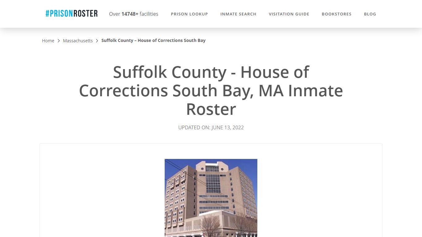 Suffolk County - House of Corrections South Bay, MA Inmate ...